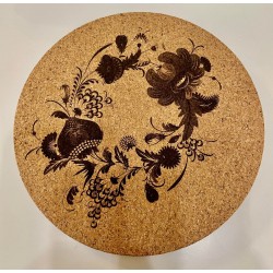 Cork Etched Flowers Hot Plate