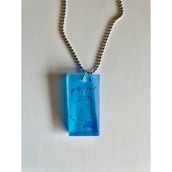 Glitter Blue Square Necklace