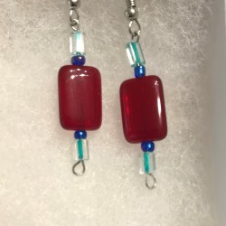 Earrings - Red beads with...
